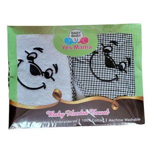 YES MAMA 2 30×30 Hooded Baby Towels Soft Cotton Embroidered Machine Washable